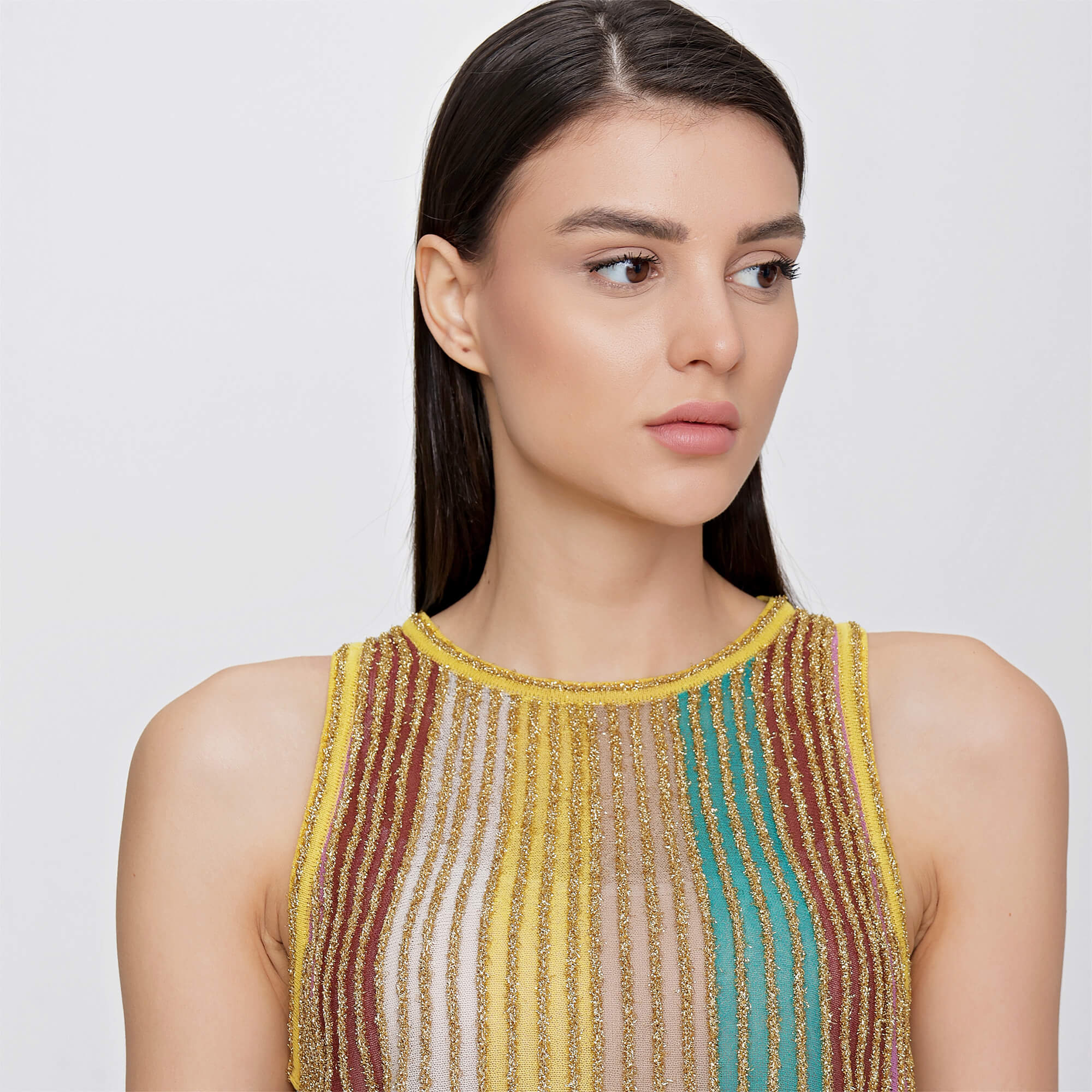 Missoni - Yellow Knit Metallic Stripe Knit Blouse